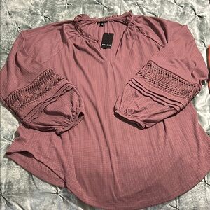 Torrid Pink Purple Smocked Round Blouse